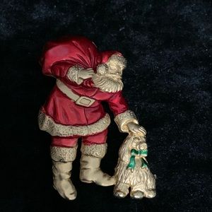 Adorable Santa Petting Dog Pin